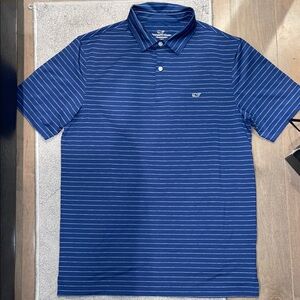Vineyard Vines Men's Navy Striped Performance Polo